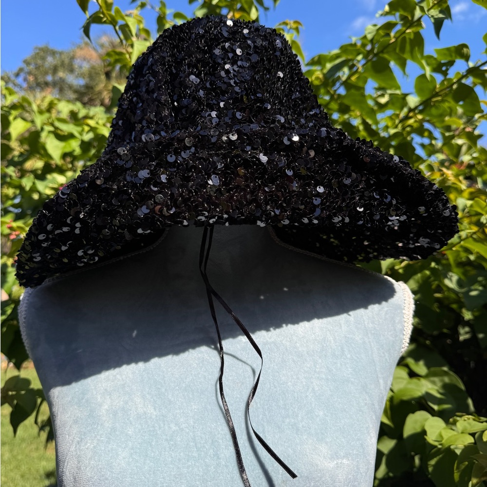 Elegant Black Sequin Hat
